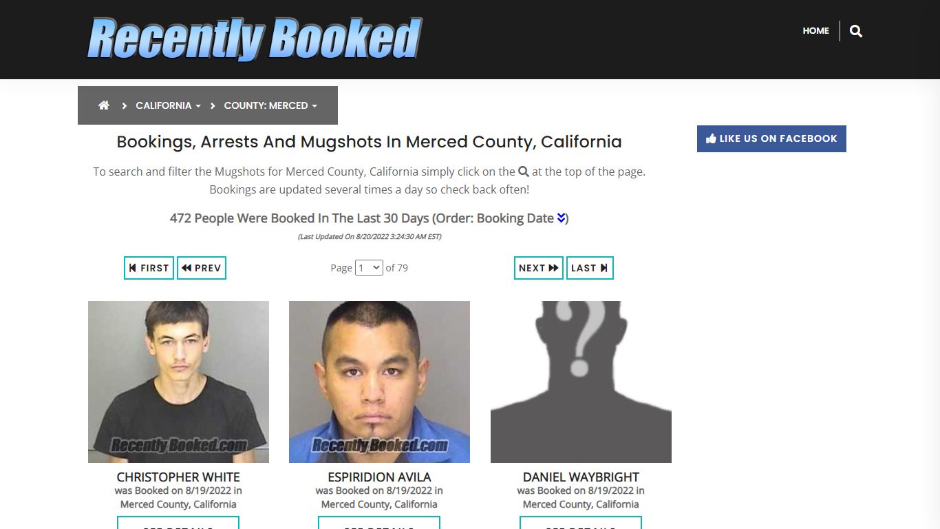Recent bookings, Arrests, Mugshots in Merced County, California