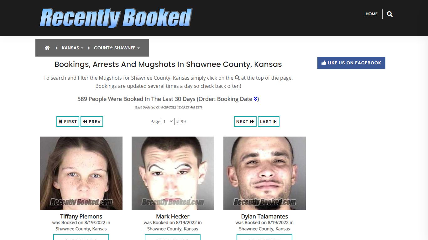 Recent bookings, Arrests, Mugshots in Shawnee County, Kansas
