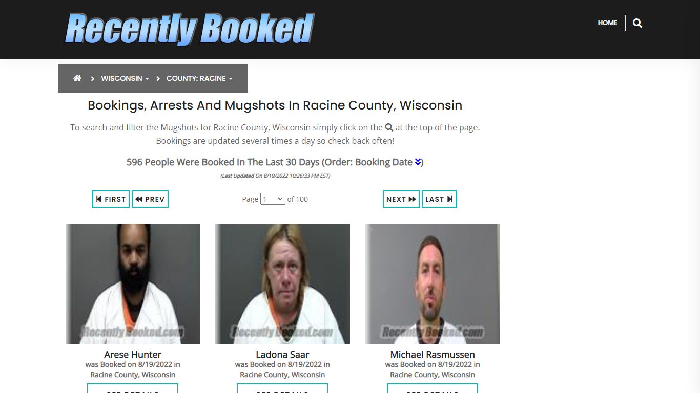 Recent bookings, Arrests, Mugshots in Racine County, Wisconsin
